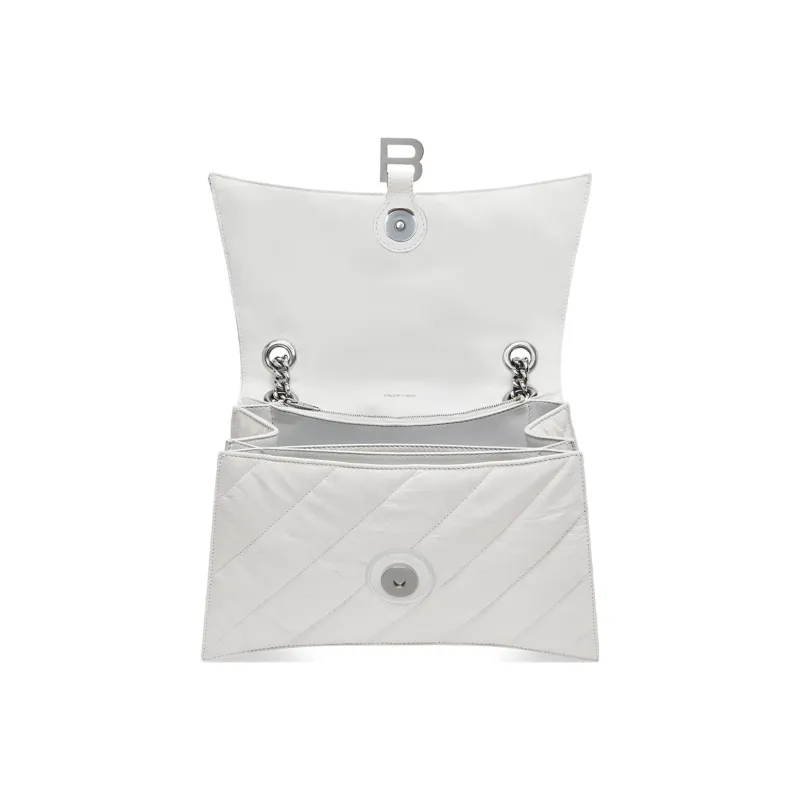 Balenciaga CRUSH Cow Leather Hourglass Bag, Crossbody Bag, Shoulder Bag Women's White-5