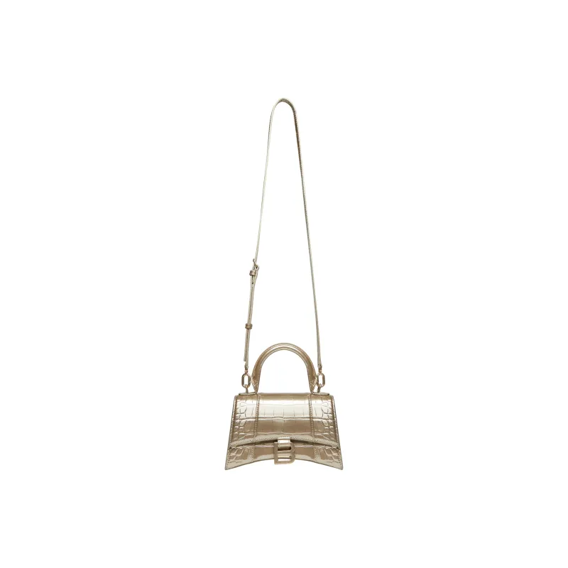 Balenciaga Hourglass Cow Leather Shoulder Bag, Crossbody Bag, Handbag Extra Small Women's Gold-5
