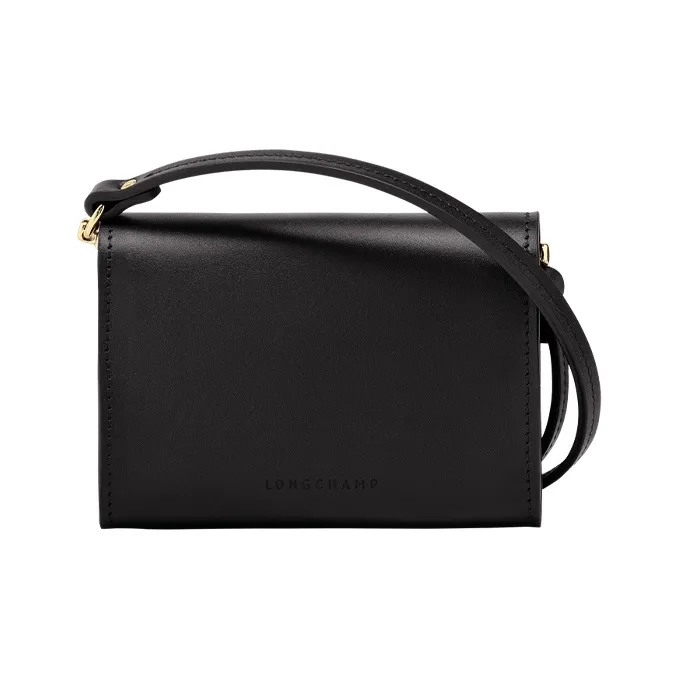 LONGCHAMP BOX TROT Calfskin Small Square Box, One Shoulder Crossbody Coin Purse Women's Black-1