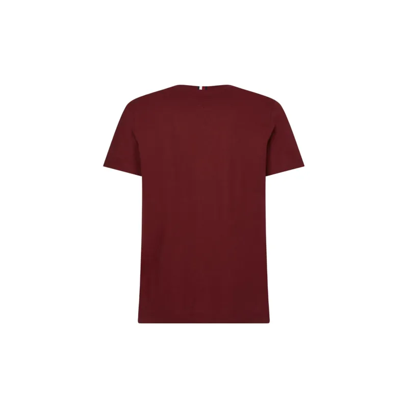 Tommy Hilfiger FW22 Crew Neck Fitted Straight Short-Sleeved T-Shirt Men's Dark Red-1