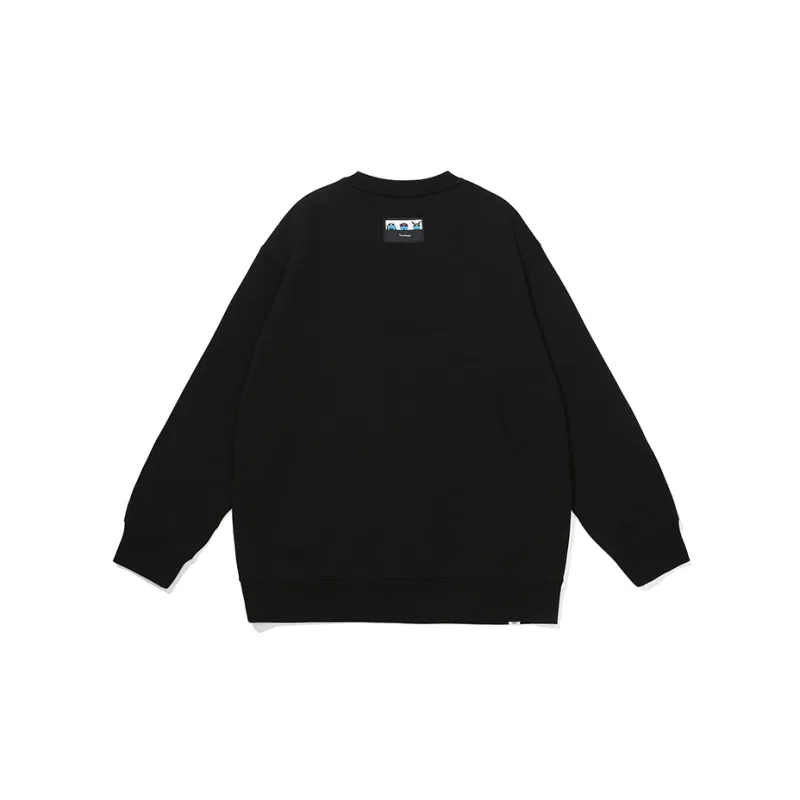 Thankque Crew Neck Loose Fit Sweatshirt Unisex Black-1