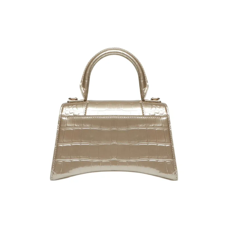 Balenciaga Hourglass Cow Leather Shoulder Bag, Crossbody Bag, Handbag Extra Small Women's Gold-1