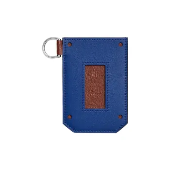 HERMES Colormatic Sheepskin Card Holder Women's Royal Blue & Copper Red