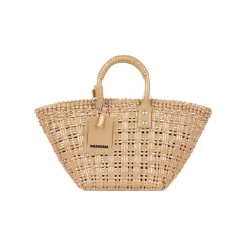 Balenciaga Cow Leather Basket Bag Shoulder Bag Crossbody Bag Handbag Extra Small Women's Beige