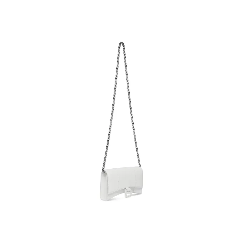 Balenciaga Hourglass Smooth Finish Cork Embossed Calfskin Shoulder Bag Crossbody Bag Wallets Women's White-2