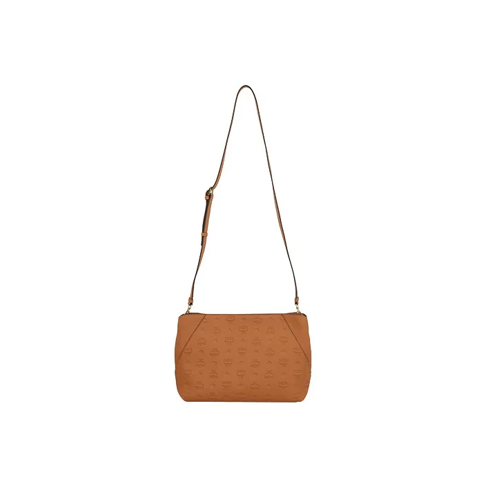 MCM Cow Leather Hobo Bag Portable Crossbody Bag Shoulder Bag Women's Brown-1