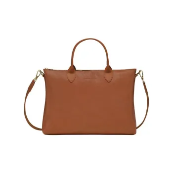 LONGCHAMP Cow Leather Shoulder Bag Crossbody Bag Briefcase Small Size Men's Light Red Umber