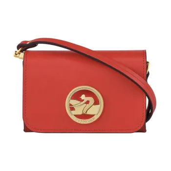 LONGCHAMP BOX-TROT Calfskin Small Square Bag Shoulder Bag Crossbody Bag Coin Purse Women's Orange