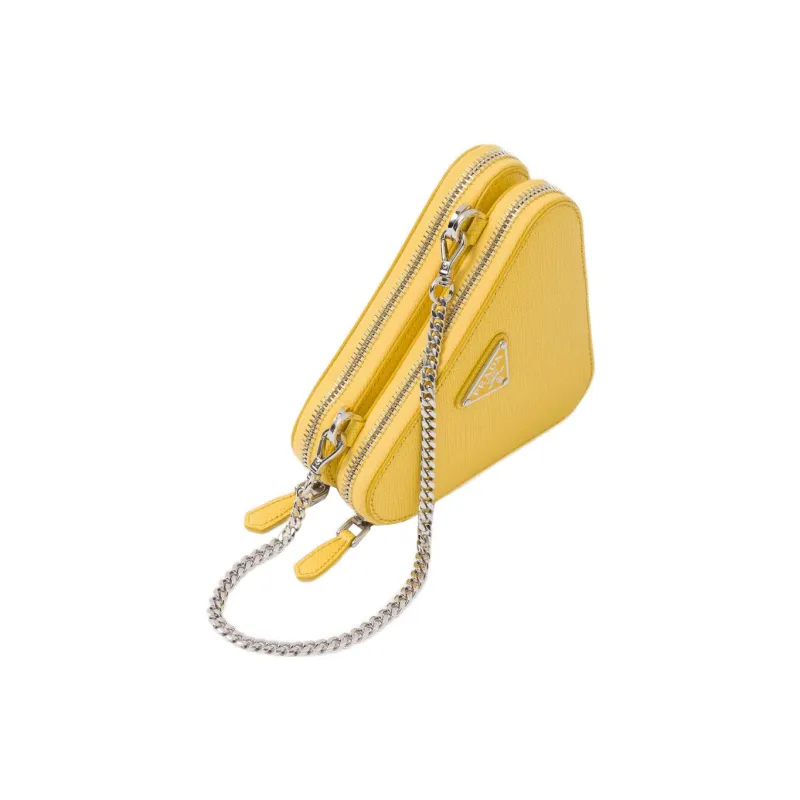PRADA Saffiano Leather One Shoulder Crossbody Clutches Mini Women's Sunshine Yellow-2