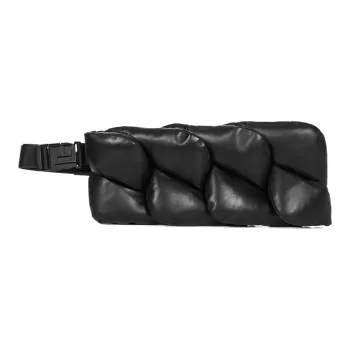 BALMAIN Lambskin Sling Bag Fanny Pack Men's Black