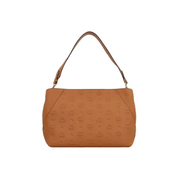 MCM Cow Leather Hobo Bag Portable Crossbody Bag Shoulder Bag Women's Brown