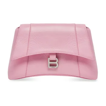 Balenciaga Downtown Cow Leather With Leather Handheld Crossbody Bag Shoulder Bag Women's Pink
