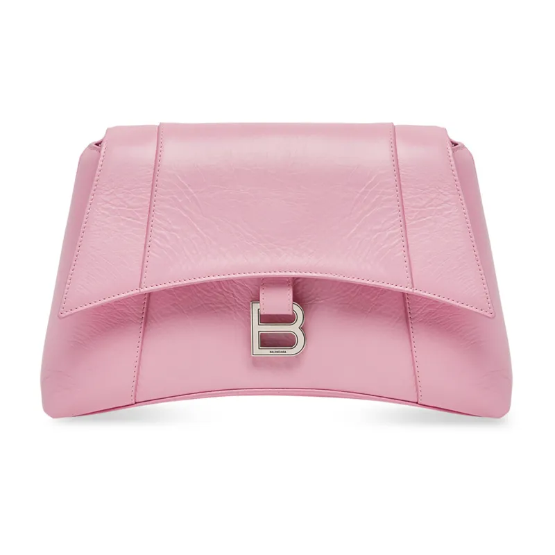 Balenciaga Downtown Cow Leather With Leather Handheld Crossbody Bag Shoulder Bag Women's Pink-0