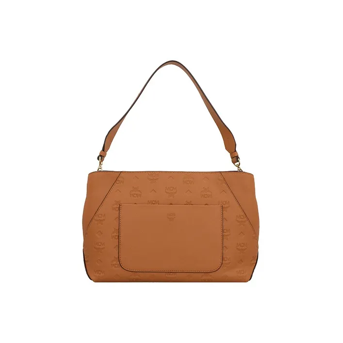MCM Cow Leather Hobo Bag Portable Crossbody Bag Shoulder Bag Women's Brown-3