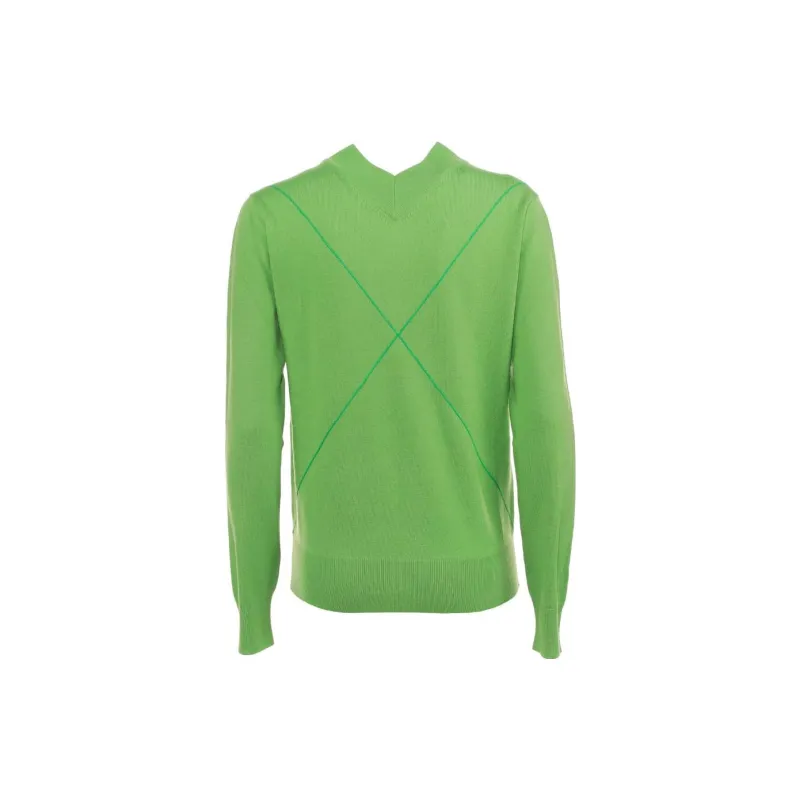 Bottega Veneta Cross Printed V Neck Sweater Green-1