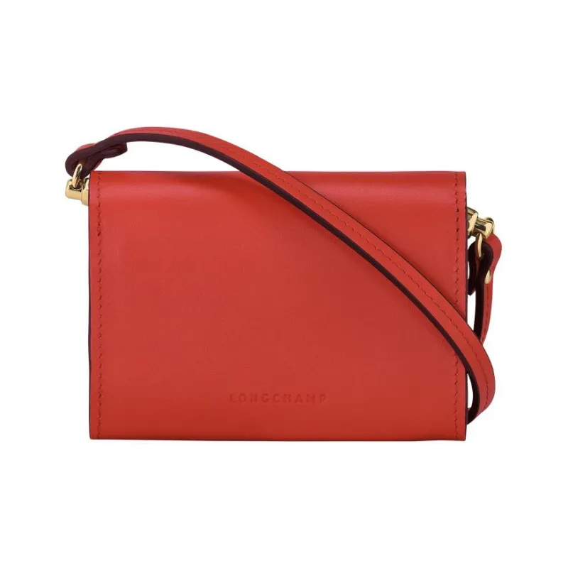 LONGCHAMP BOX-TROT Calfskin Small Square Bag Shoulder Bag Crossbody Bag Coin Purse Women's Orange-1