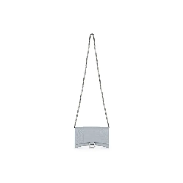 Balenciaga Hourglass Cow Leather Shoulder Bag Crossbody Bag Chain Wallet Women's Light Blue-2