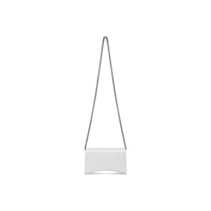 Balenciaga Hourglass Smooth Finish Cork Embossed Calfskin Shoulder Bag Crossbody Bag Wallets Women's White-4