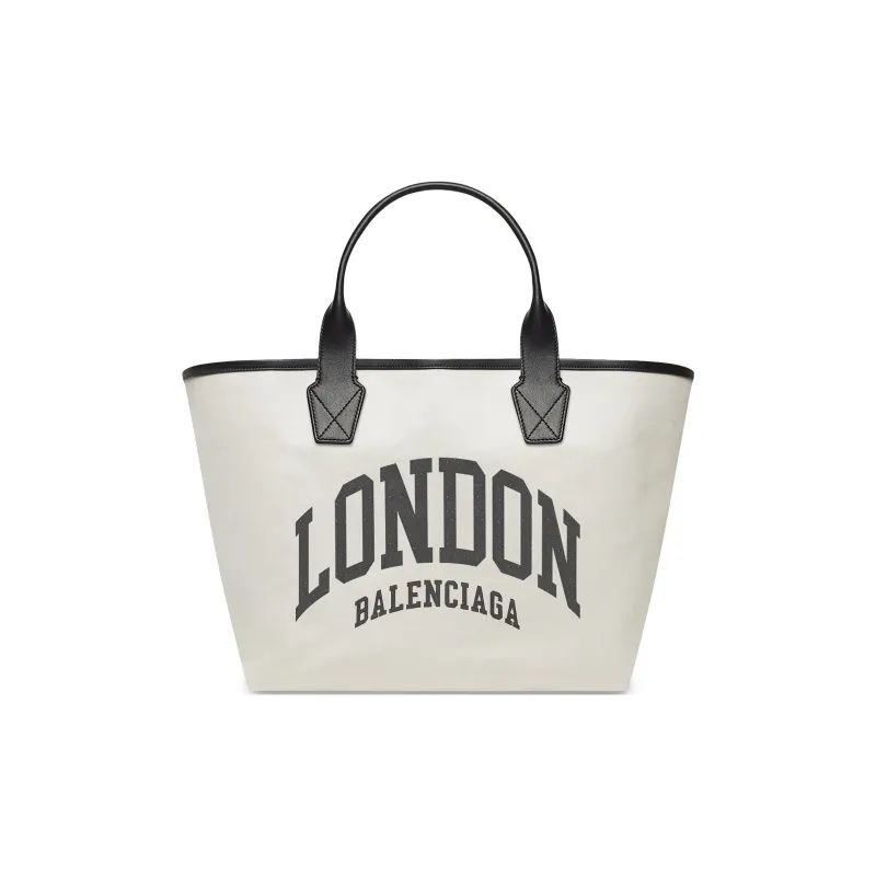 Balenciaga Cotton Canvas With Calfskin Tote Bag Shopping Bag Canvas Bag Handbags Large Size Women's Beige-0