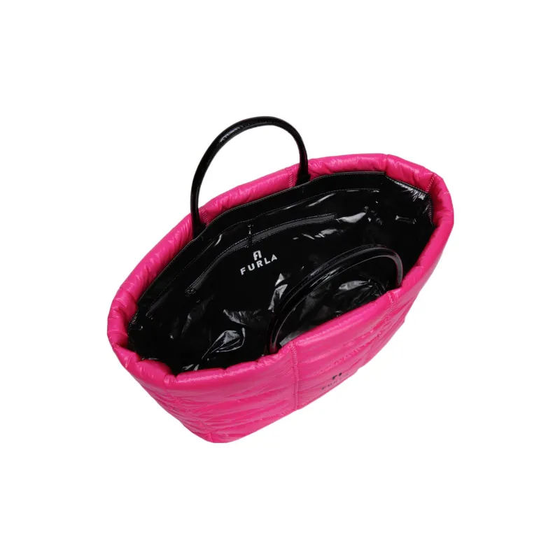 Furla Opportunity Nylon Patchwork Fabric Detail Tote Bag Shopping Bag Handbag Large Size Women's Neon Pink-3