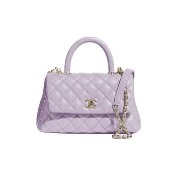 CHANEL Coco Handle Cow Leather Shoulder Bag, Crossbody Bag, Handbag Small Size Women's Purple
