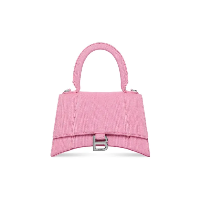 Balenciaga Hourglass Denim Shoulder Bag, Crossbody Bag, Handbag Small Size Women's Pink-0