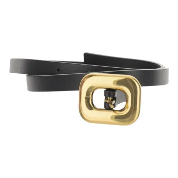 Bottega Veneta Individual Minimalist Style Smooth Buckle Unisex Black Width 1.2cm