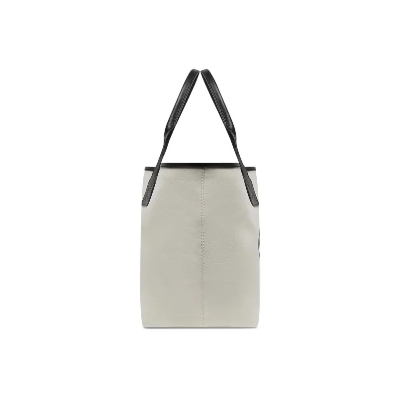 Balenciaga Cotton Canvas With Calfskin Tote Bag Shopping Bag Canvas Bag One Shoulder Handbag Large Size Women's Beige-2