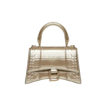 Balenciaga Hourglass Cow Leather Shoulder Bag, Crossbody Bag, Handbag Extra Small Women's Gold