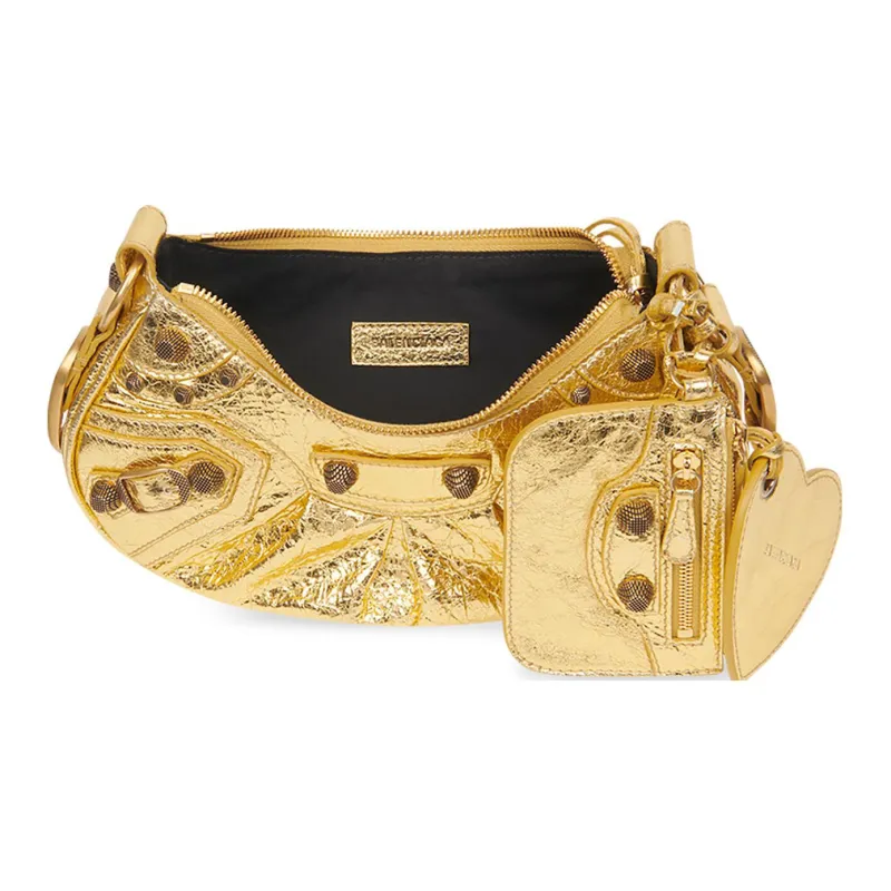 Balenciaga Le Cagole Lambskin Portable One Shoulder Bag Women's Gold-4
