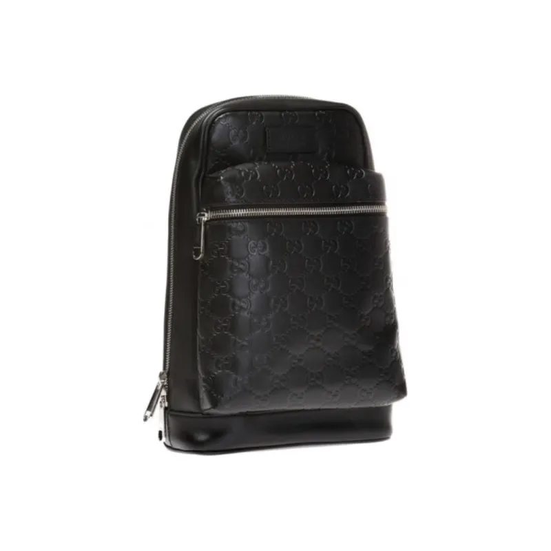 GUCCI Cow Leather Crossbody Bag Shoulder Bag Sling Bag Men's Black-1