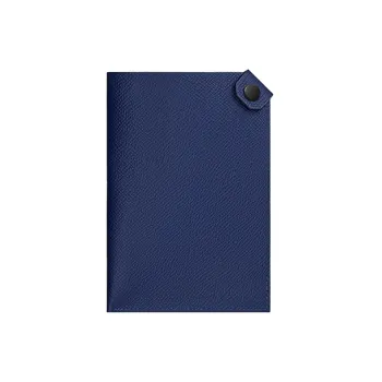 HERMES Tarmac Epsom Calfskin Passport Holder Women's Sapphire Blue/Black