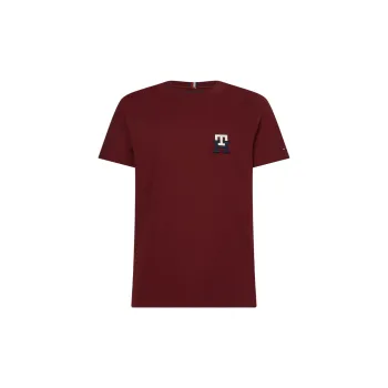Tommy Hilfiger FW22 Crew Neck Fitted Straight Short-Sleeved T-Shirt Men's Dark Red