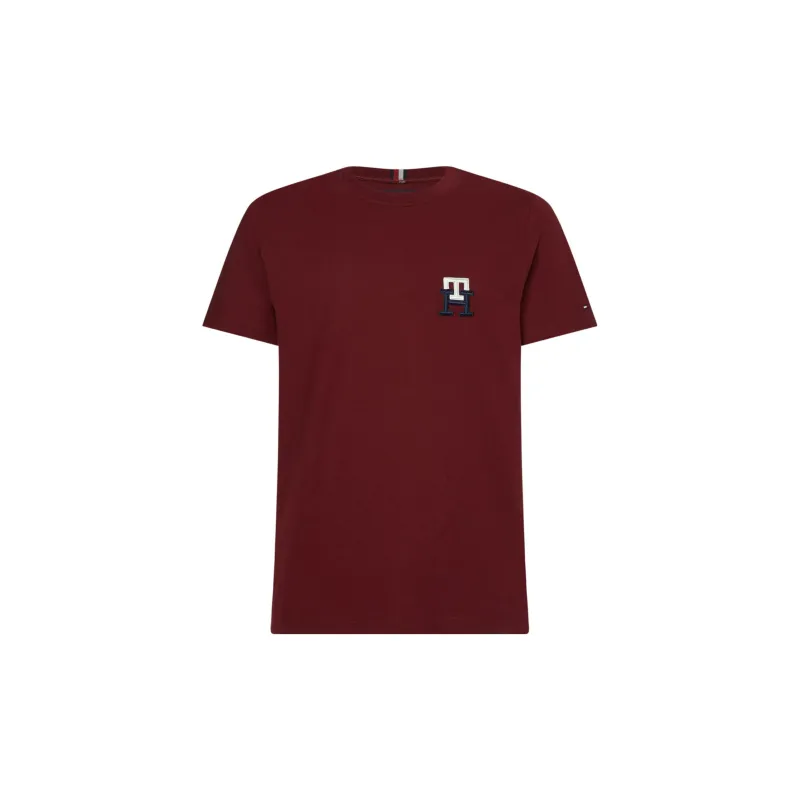 Tommy Hilfiger FW22 Crew Neck Fitted Straight Short-Sleeved T-Shirt Men's Dark Red-0