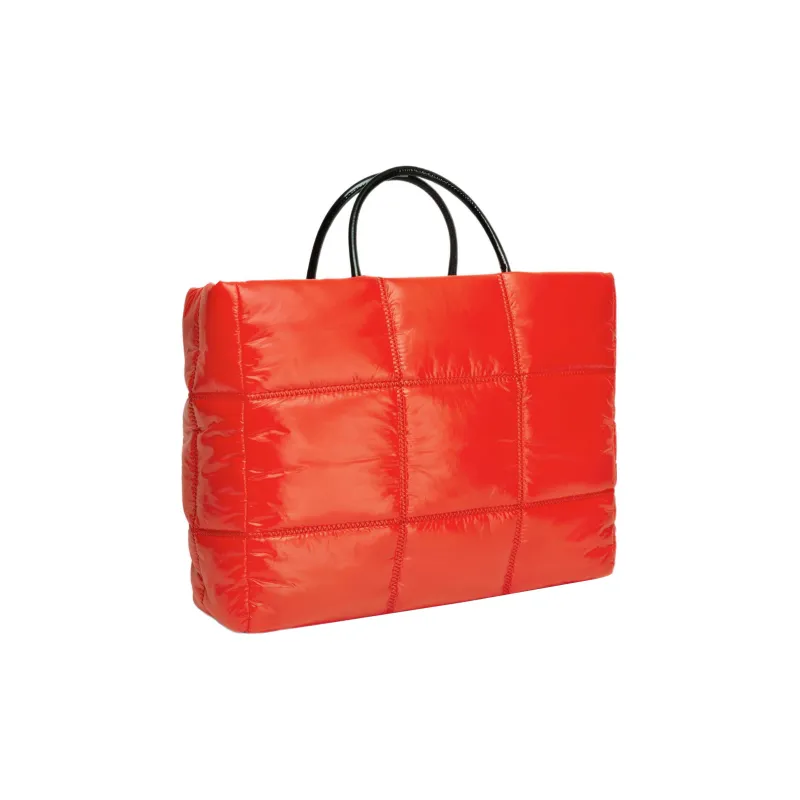 Furla Opportunity Shiny Nylon Patchwork Fabric Detail Tote Bag Shopping Bag Handbag Large Size Women's Garnet Red-2