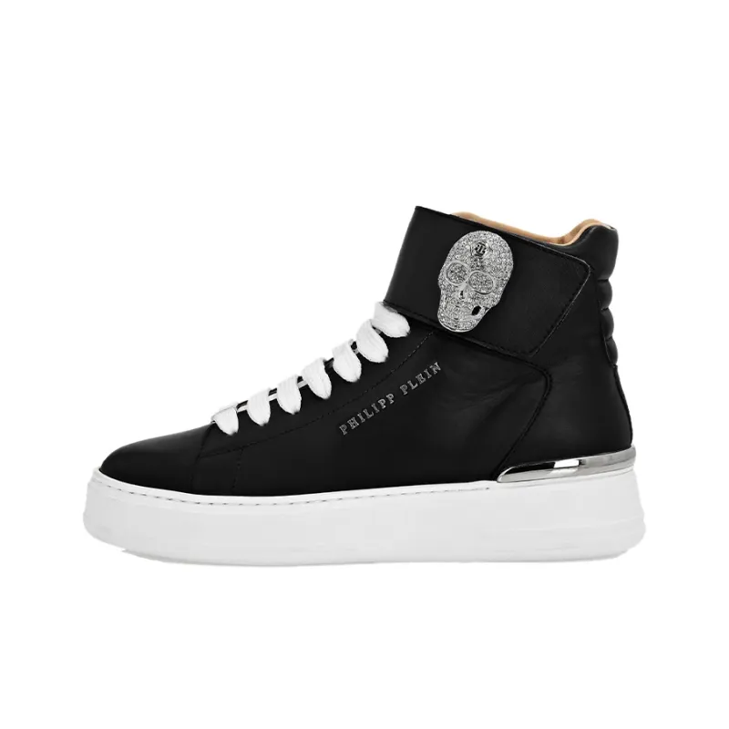 PHILIPP PLEIN Crystal-skull Leather Sneakers-0