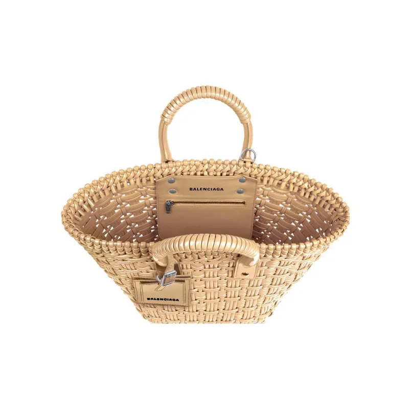 Balenciaga Cow Leather Basket Bag Shoulder Bag Crossbody Bag Handbag Extra Small Women's Beige-3