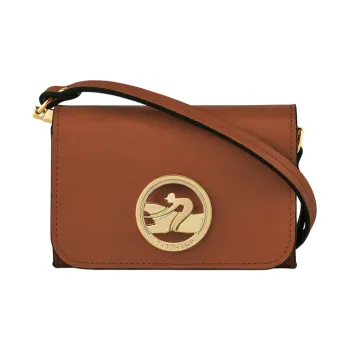 LONGCHAMP BOX-TROT Calfskin One Shoulder Crossbody Coin Purses Women's Cognac