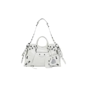 Balenciaga Neo Cagole City Fine Grained Lambskin Shoulder Bag, Crossbody Bag, Handbag Regular Women's White