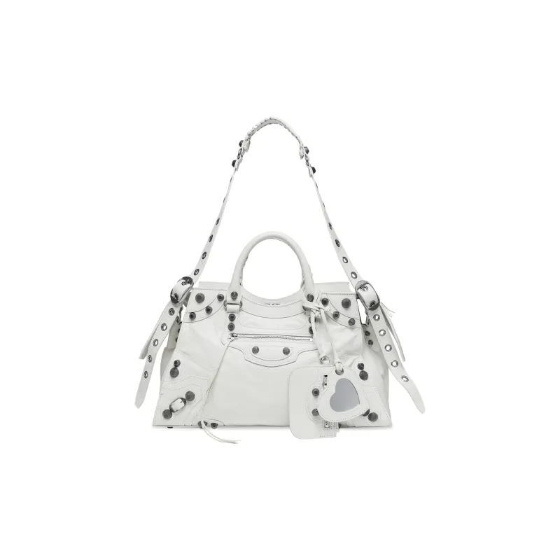 Balenciaga Neo Cagole City Fine Grained Lambskin Shoulder Bag, Crossbody Bag, Handbag Regular Women's White-0