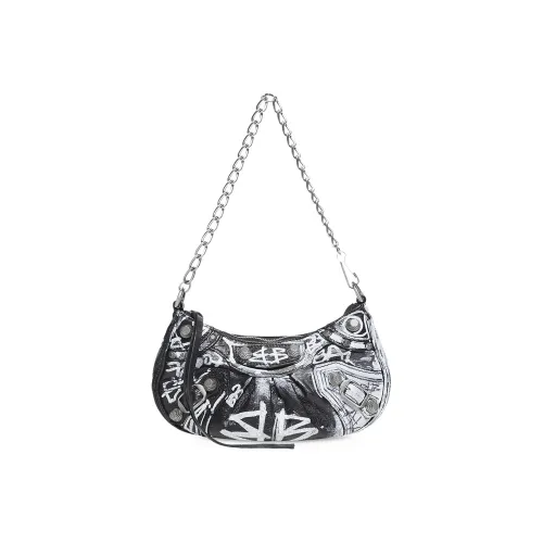 Balenciaga Le Cagole Mini Bag With Chain Graffiti Black