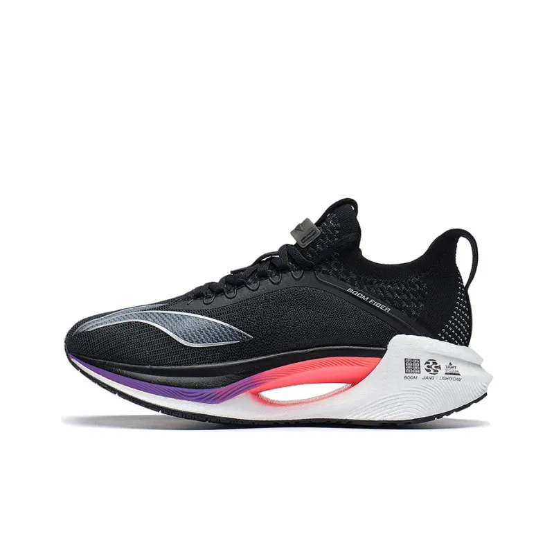 LINING Jueying Essential Running Shoes Men Low Top Black/Silver/Pink/Purple-0