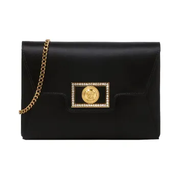 VERSACE La Medusa Viscose Envelope Bag One Shoulder Crossbody Clutches Women's Black