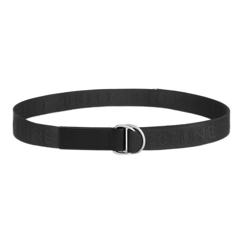 CELINE Medium Double Ring Belt In Jacquard Textile And Calfskin-1