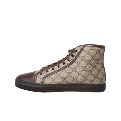 GUCCI Skateboard Shoes Men High-Top Brown/Beige