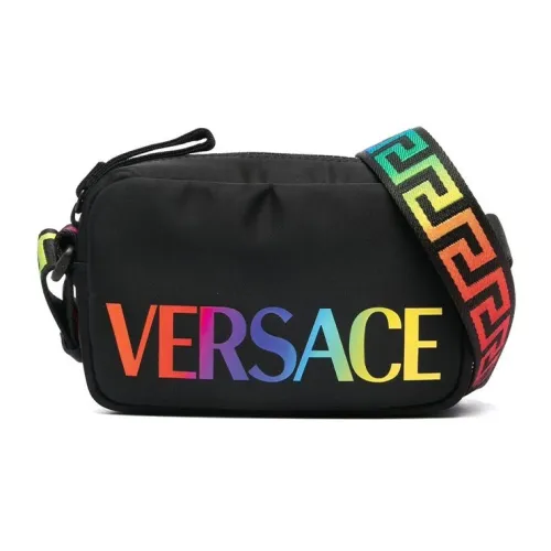 VERSACE Cow Leather Crossbody Bag Shoulder Bag Kids' Black