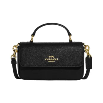 COACH Split Cow Leather Handbag Shoulder Bag Crossbody Bag Small Size Women's Black