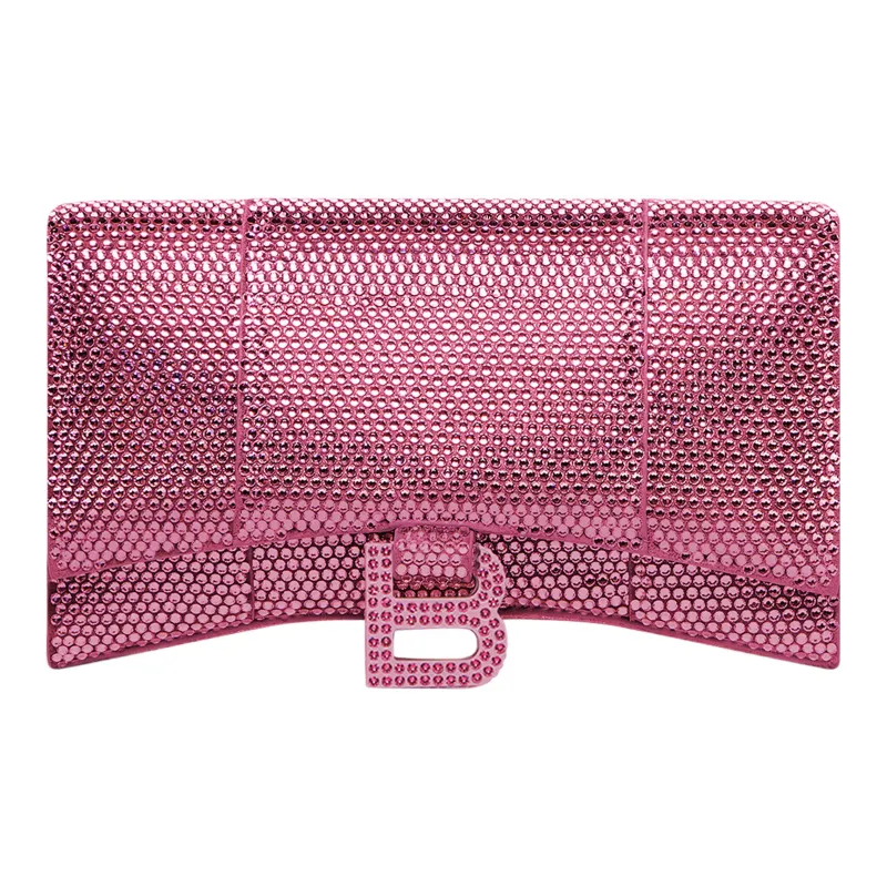 Balenciaga Hourglass Hangbag With Rhinestones Black-0