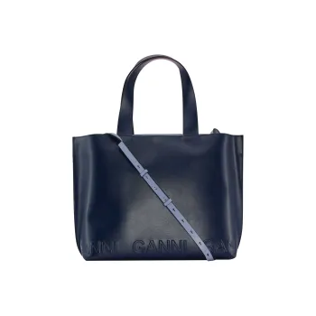 GANNI Recycled Leather Tote Bag Shopping Bag Shoulder Bag Crossbody Bag Handbag Women's Blue
