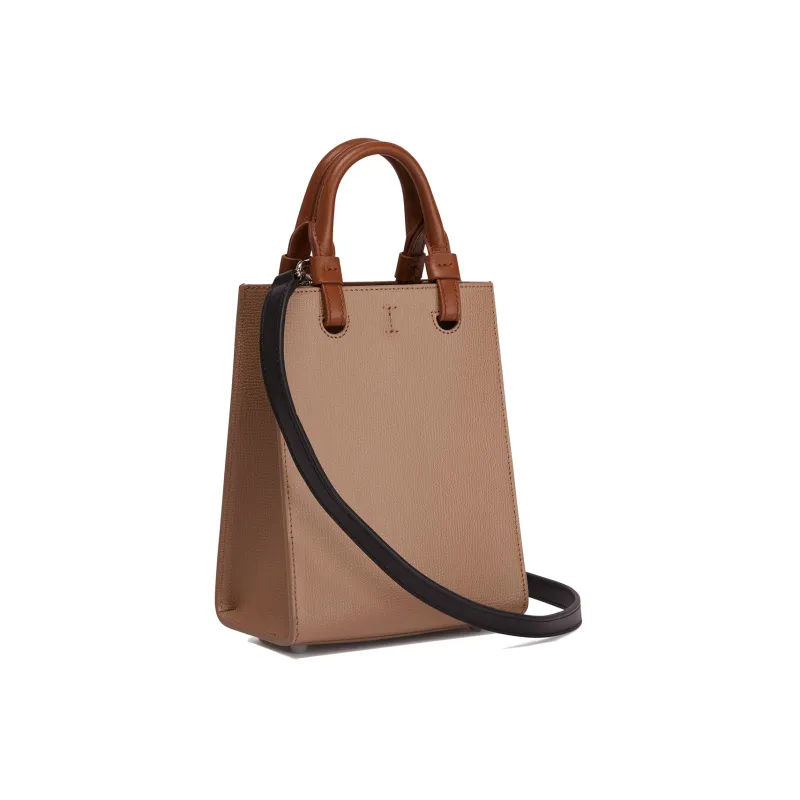 Furla Leather Tote Bag Shopping Bag Handbag Shoulder Bag Crossbody Bag Mini Women's Gray With Turquoise Accents-2